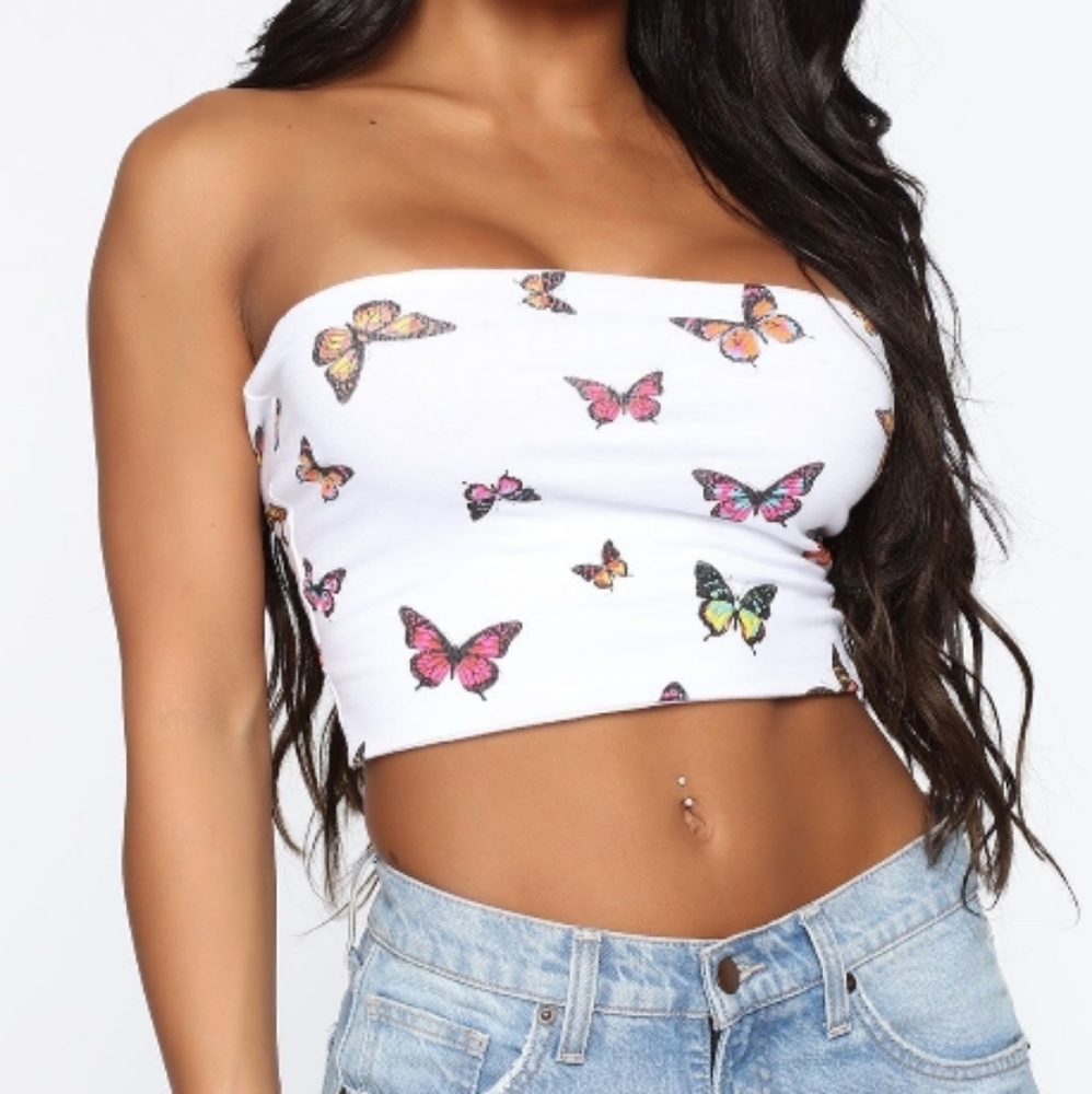 Fashionnova, size: M, butterfly print tube top